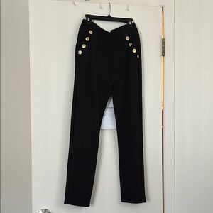Black Pants with Gold Button Accents